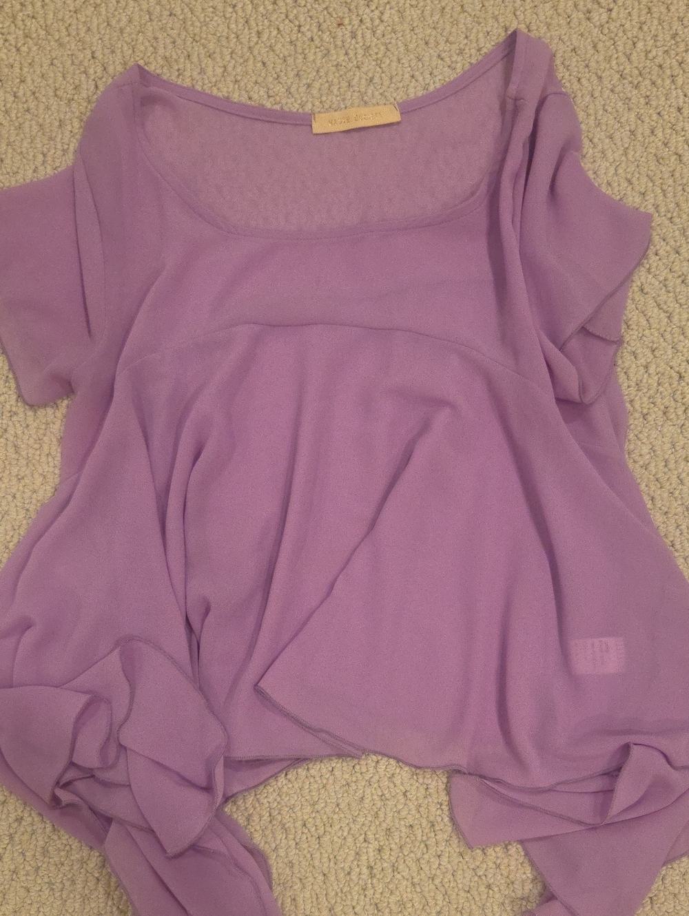 Haute Society Lavender Sheer Scoop Neck Blouse